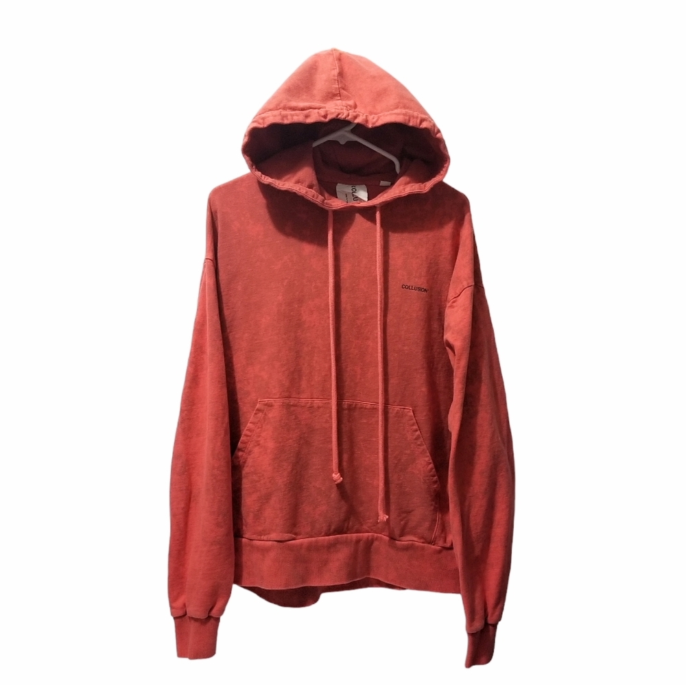 Collusion Orange Hoodie Pullover Hooded Sweatshirt Kangaroo‎ Pocket Small